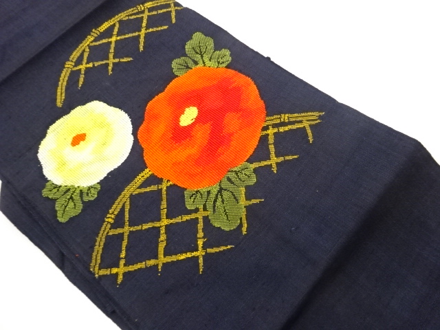 JAPANESE KIMONO / NAGOYA OBI / SILK / TSUMUGI / WOVEN KIKU